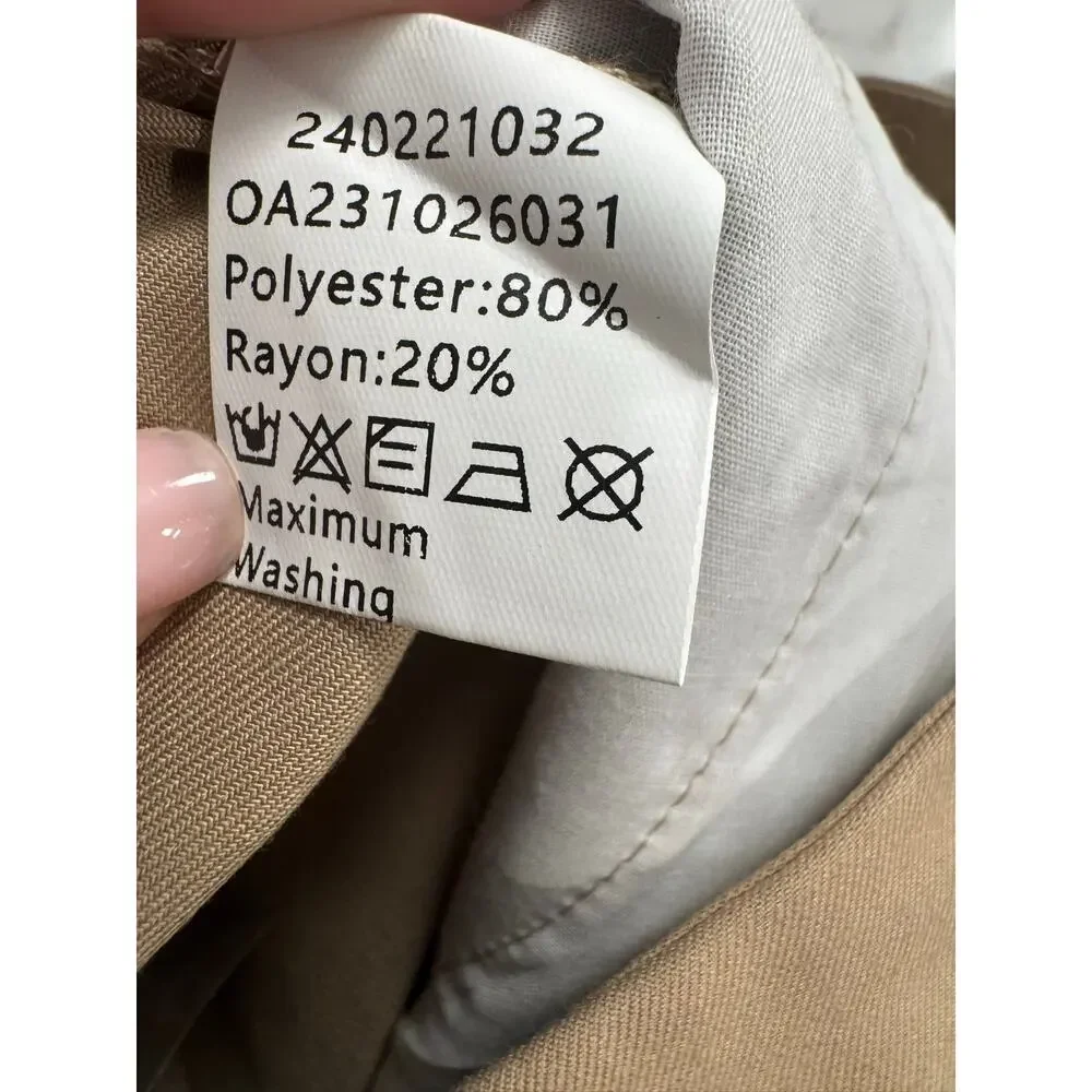 Commense Dress Pants Womens Medium Beige Polyester Pleated Business NWT